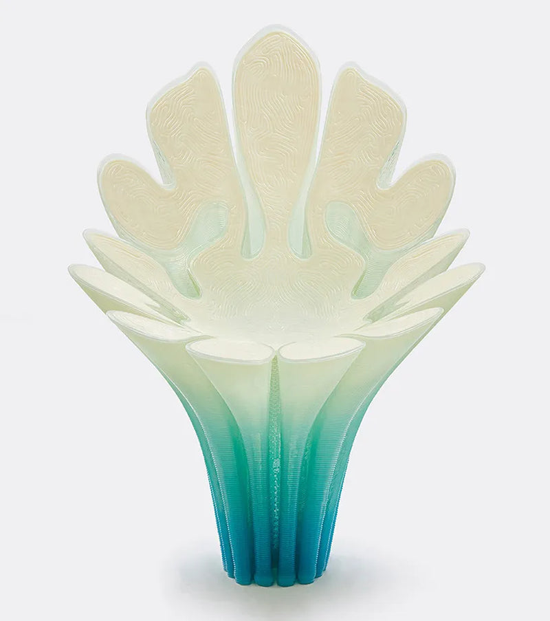 'rise' chair by zaha hadid architects for nagami is 3D printed from biodegradable material